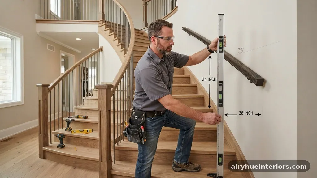 Adapting to Varying Staircase Designs - 34-Inch to 38-Inch Handrail Height: Measuring Plumb from the Stair Slope