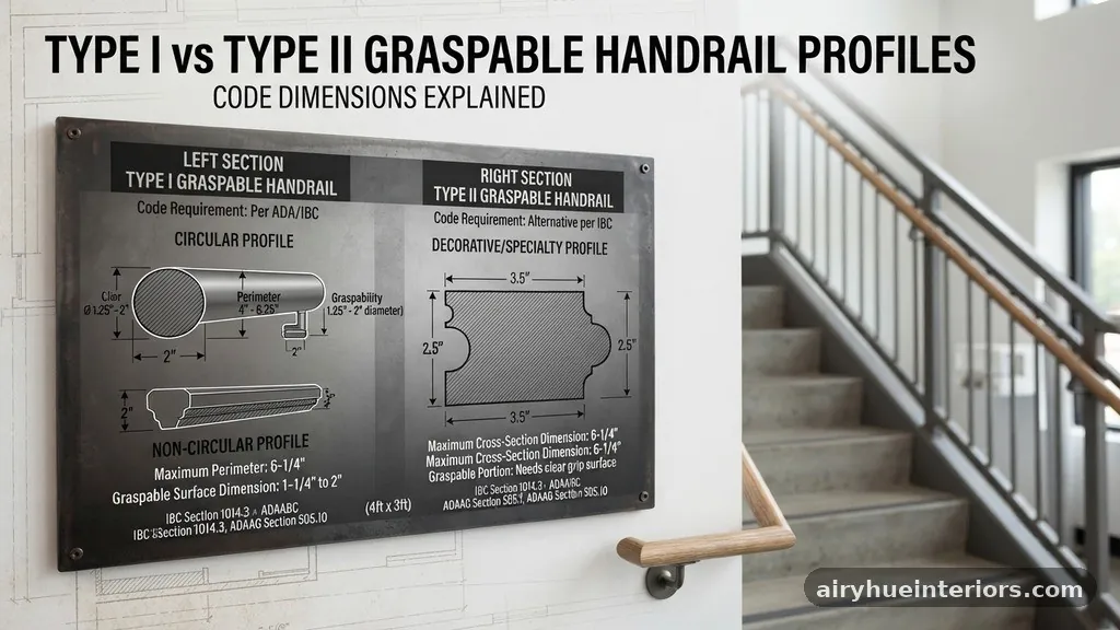 Defining Type I Graspable Handrails - Type I vs Type II Graspable Handrail Profiles: Code Dimensions Explained