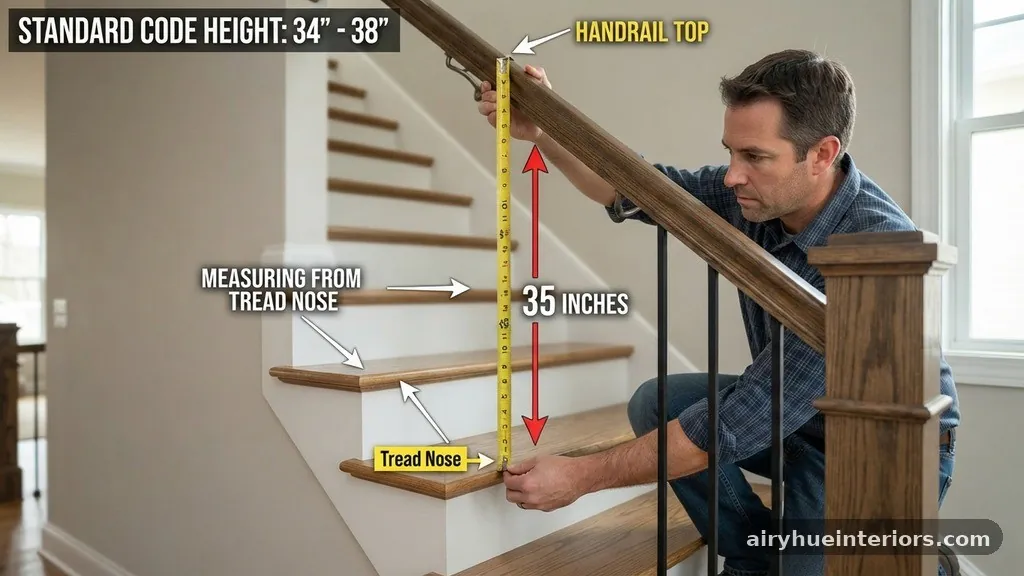 Measuring from the Nosing Correctly - What Is the Standard Code Height for a Stair Handrail from Tread Nose?