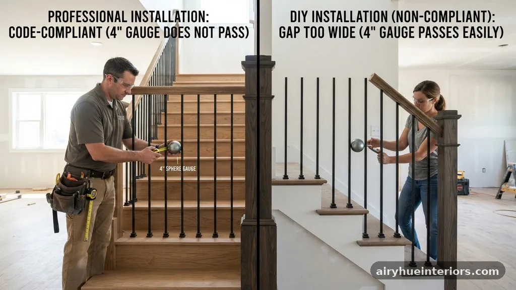 Professional Installation vs. DIY - What Is the Maximum Code Spacing Between Stair Railing Balusters?