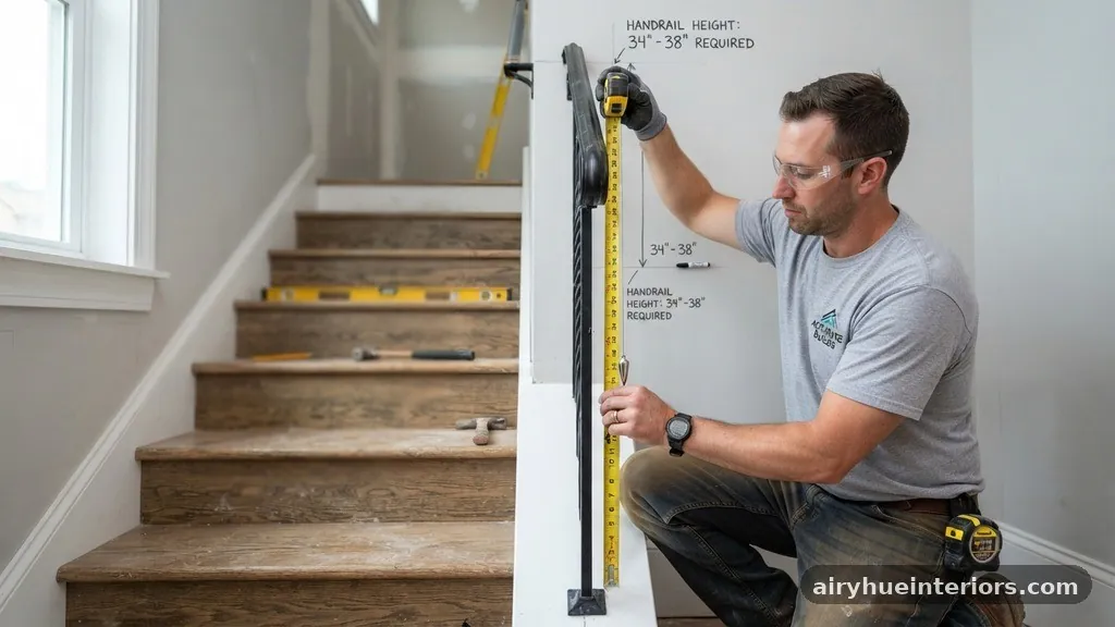 Safety Benefits of Correct Handrail Positioning - 34-Inch to 38-Inch Handrail Height: Measuring Plumb from the Stair Slope