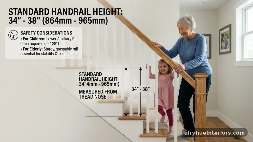 Safety Considerations for Children and Elderly - What Is the Standard Code Height for a Stair Handrail from Tread Nose?