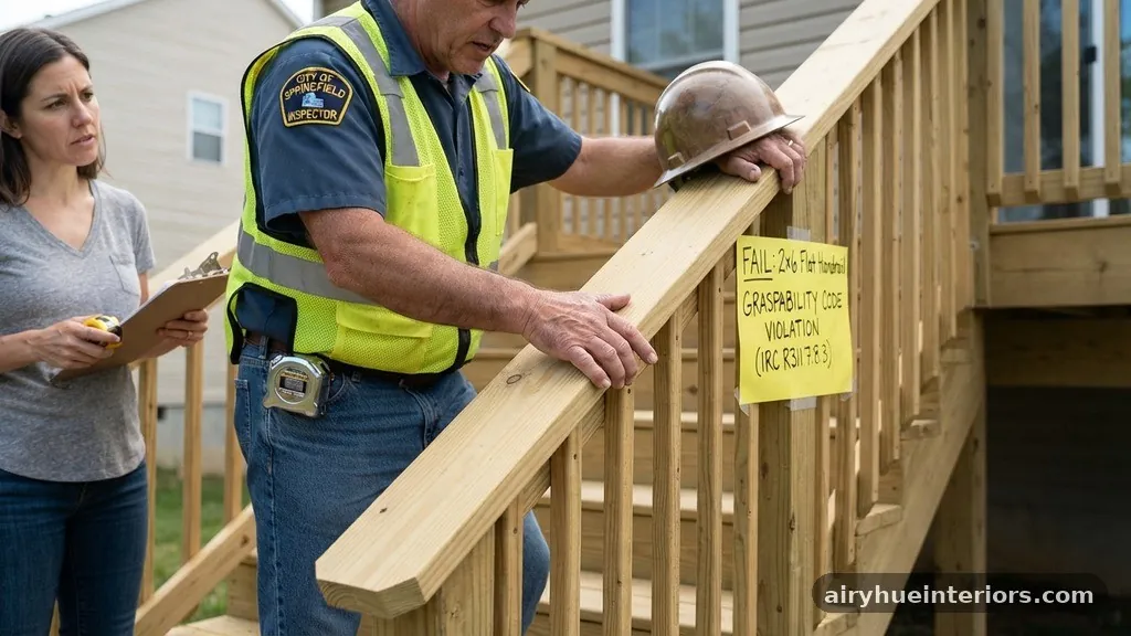 The Graspability Requirement - Why Wide 2x6 Flat Wood Handrails Fail Residential Building Inspections