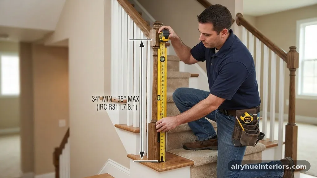 The Role of International Residential Code - 34-Inch to 38-Inch Handrail Height: Measuring Plumb from the Stair Slope