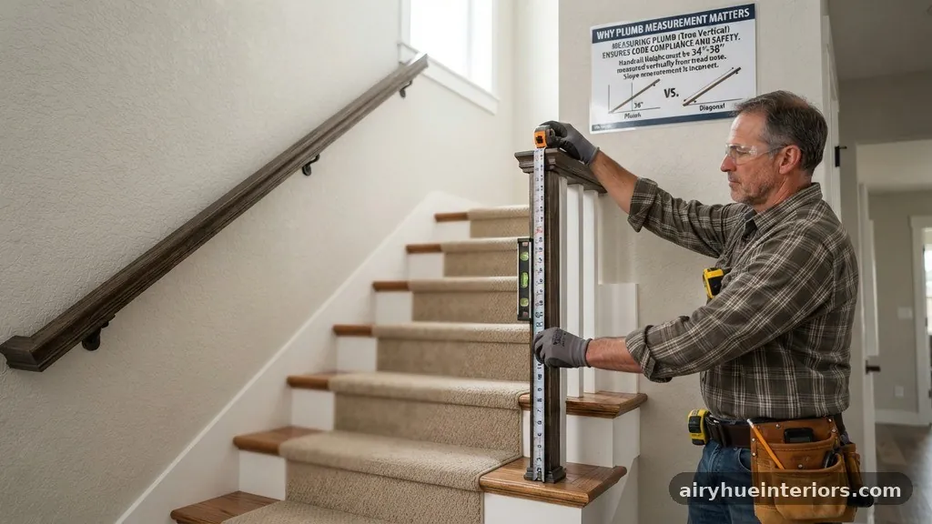 Why Plumb Measurement Matters - 34-Inch to 38-Inch Handrail Height: Measuring Plumb from the Stair Slope